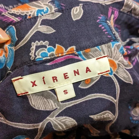 XiRENA Blue Dress Floral Pockets Midi Everr Long Sleeve Collared Small - Picture 9 of 12